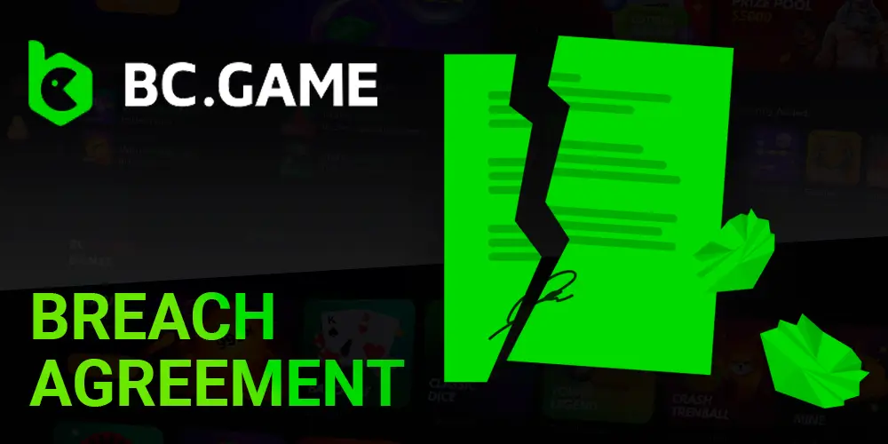 This image depicts what happens when a user fails to comply with the terms and conditions of the Bc Game Agreement.