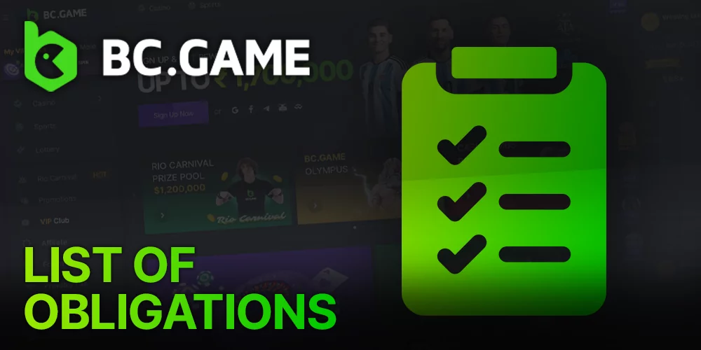 Comprehensive list of obligations for BC Game casino players