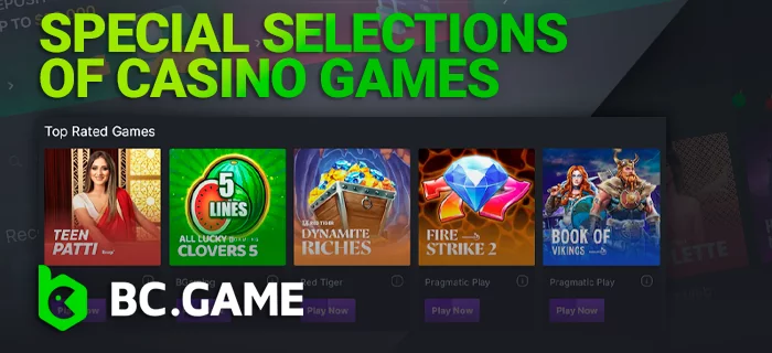 BC Game's hand-picked special game selections