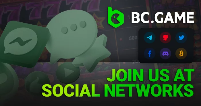 Connect with BC Game on social media: Telegram, Twitter, Facebook, and Discord