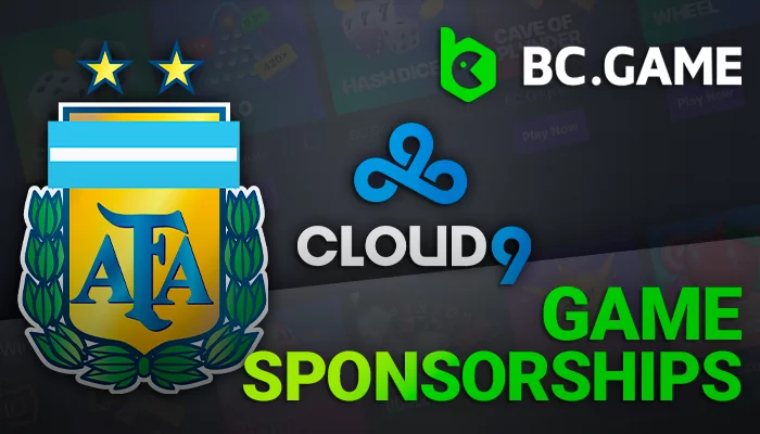 BC Game's official partners: AFA, Cloud 9, and David Luiz