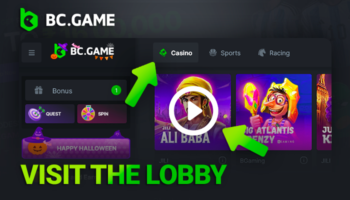 Explore the casino section and select your favorite game
