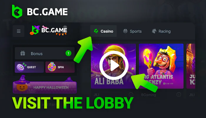 Enter the BCGame casino area and select your favorite game