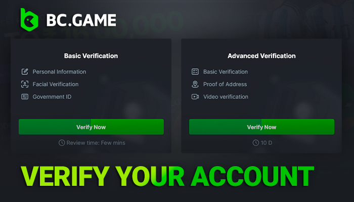 Verify your identity on the BC Game platform