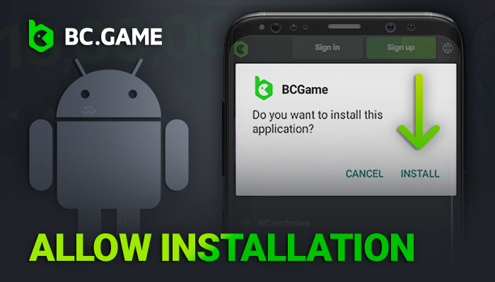 Enable permissions for installing the BCGame app on your Android phone