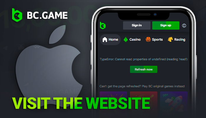 Open the BCGame website using Safari on your iOS device
