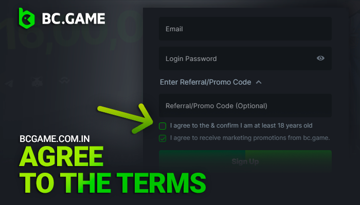 Accept the site's terms and conditions to proceed with registration
