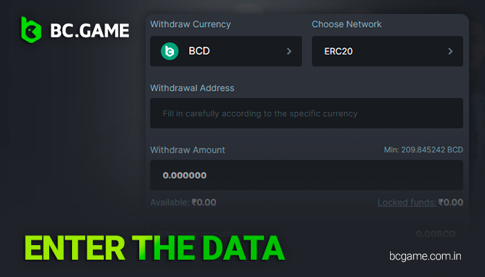 Providing the personal information needed to process your BC Game withdrawal
